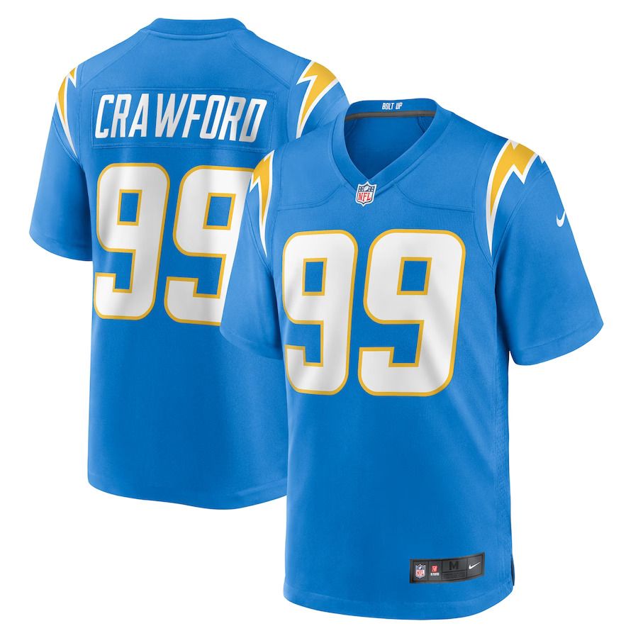 Men Los Angeles Chargers 99 Aaron Crawford Nike Powder Blue Home Game Player NFL Jersey